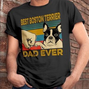 NWT SzL Best Boston Terrier Dad Fist Bump T-Shirt